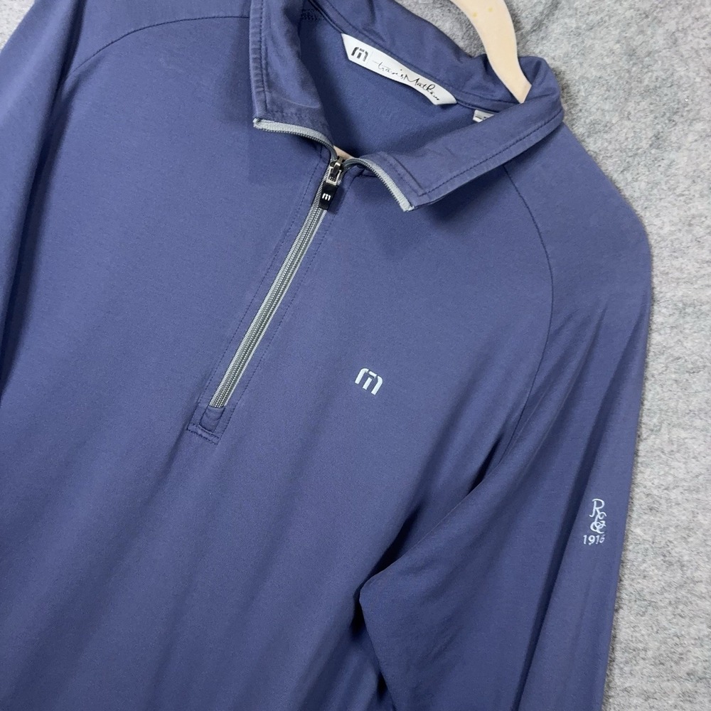 Travis Mathew 1/4 Zip Pullover Shirt Mens XL Blue Golf Stretch Performance Logo